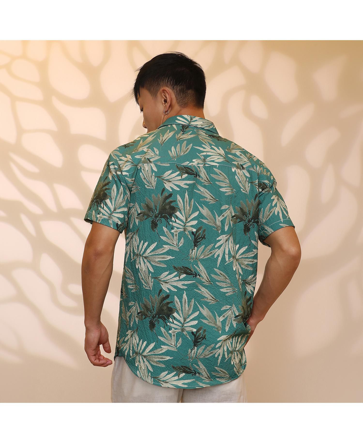 Men's Sea Green Breezy Foliage Shirt