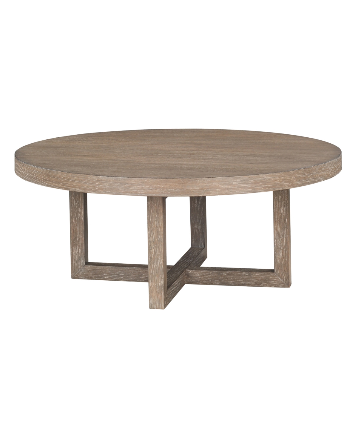 Macy's Portmore 44" Round Wood Cocktail Table In Two-tone Brown Finish