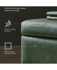 Mid-Century Modern Storage Ottoman Bench with Steel Legs, Black