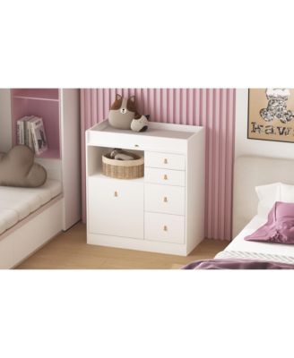 Changing Table With 5-Drawers,Kids Dresser with Shelf