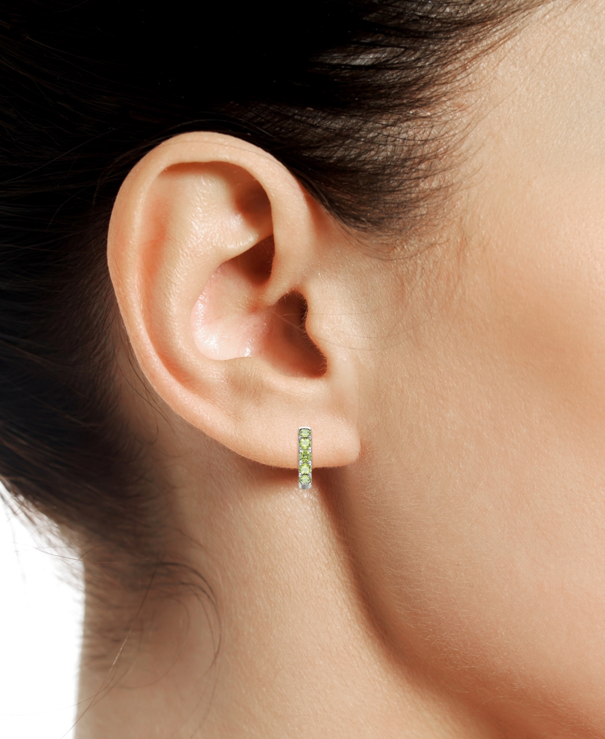 Macy's Lab Grown Ruby Five Stone Small Hoop Earrings (5/8 Ct. T.w.) In 10k Gold, 0.5" (also Available In Ci In Peridot