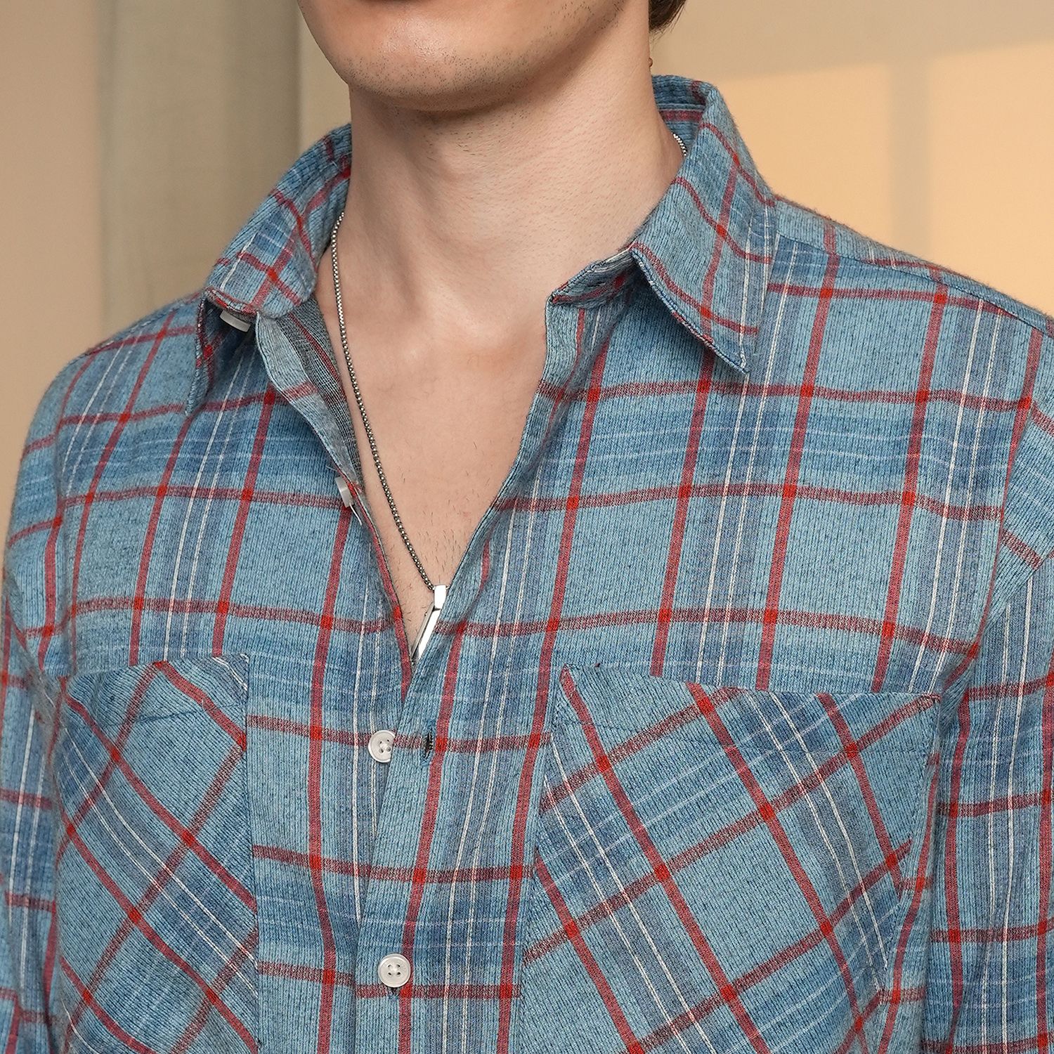 Men's Cornflower Blue Tartan Plaid Shirt