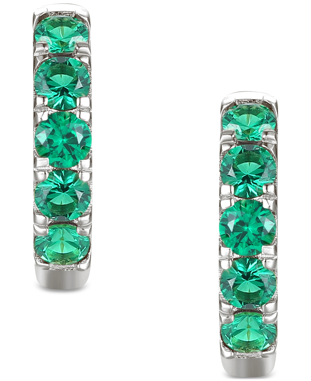 Macy's Lab Grown Ruby Five Stone Small Hoop Earrings (5/8 Ct. T.w.) In 10k Gold, 0.5" (also Available In Ci In Emerald