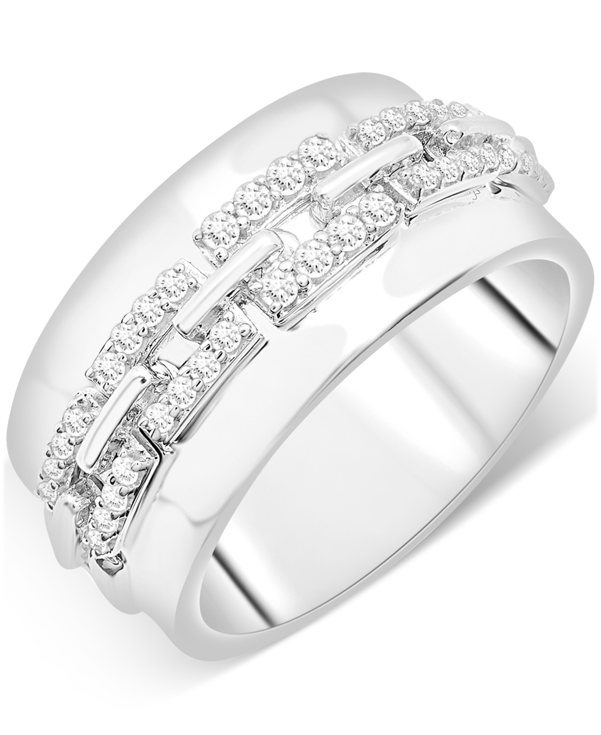 Audrey By Aurate Diamond Wide Band Statement Ring (1/4 Ct. T.w.) In Gold Vermeil Or Sterling Silver, Created For Macy In Sterling Silver