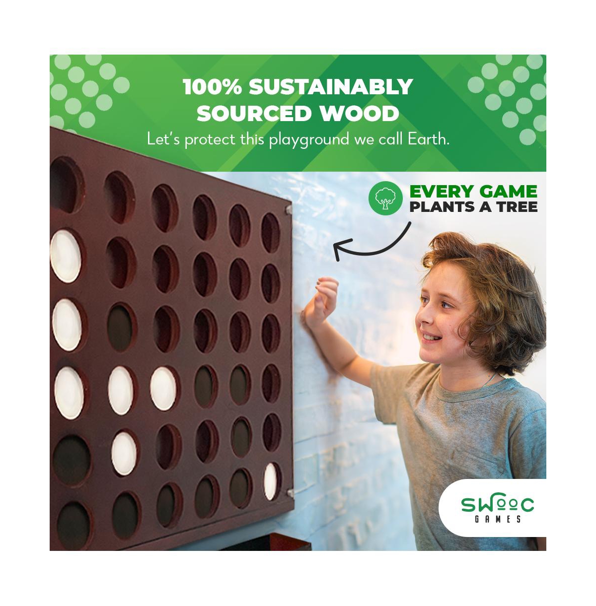 Swooc Wall Mounted Giant 4 In A Row - 60% Quieter - Jumbo Size - Modern Design - Wall Games - Game Room Games - Basement Decor