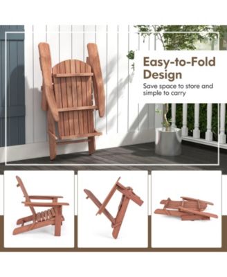 Folding Adirondack Chair Set of 1 with High Backrest & Wide Armrests Wooden