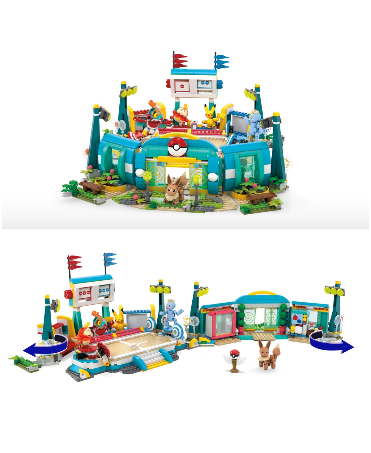 Pokémon Mega Training Stadium Building Toy Kit With 5 Action Figures, 1101 Pieces In Mutli Color