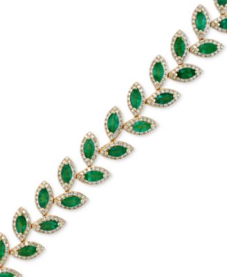 EFFY&reg; Emerald (10-4/5 ct. t.w.) and Diamond (2-1/2 ct. t.w.) Tennis Bracelet in 14k Gold