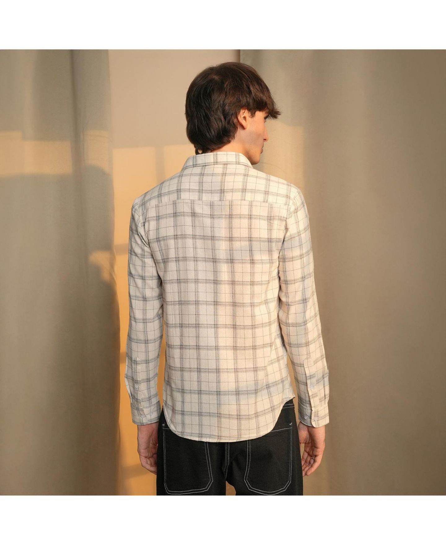 Мужская рубашка Cahoot Off-White Tartan Plaid, цвет: Бежевый / Хаки — фото 5