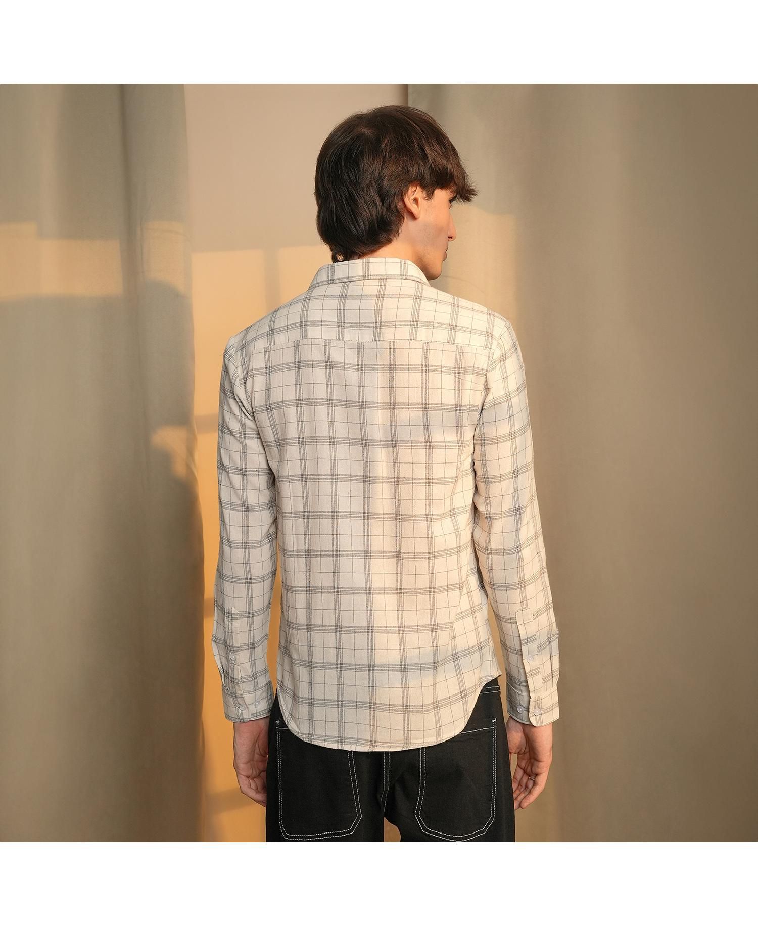 Men's Off-White Tartan Plaid Shirt