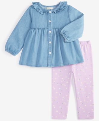 Baby Girls Chambray Tunic & Leggings, 2 Piece Set, Created for Macy's