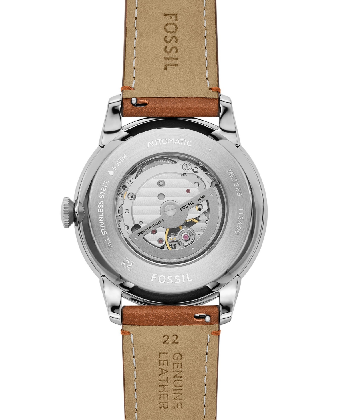 Fossil Men's Townsman Automatic Brown Leather Watch, 44mm In Brown
