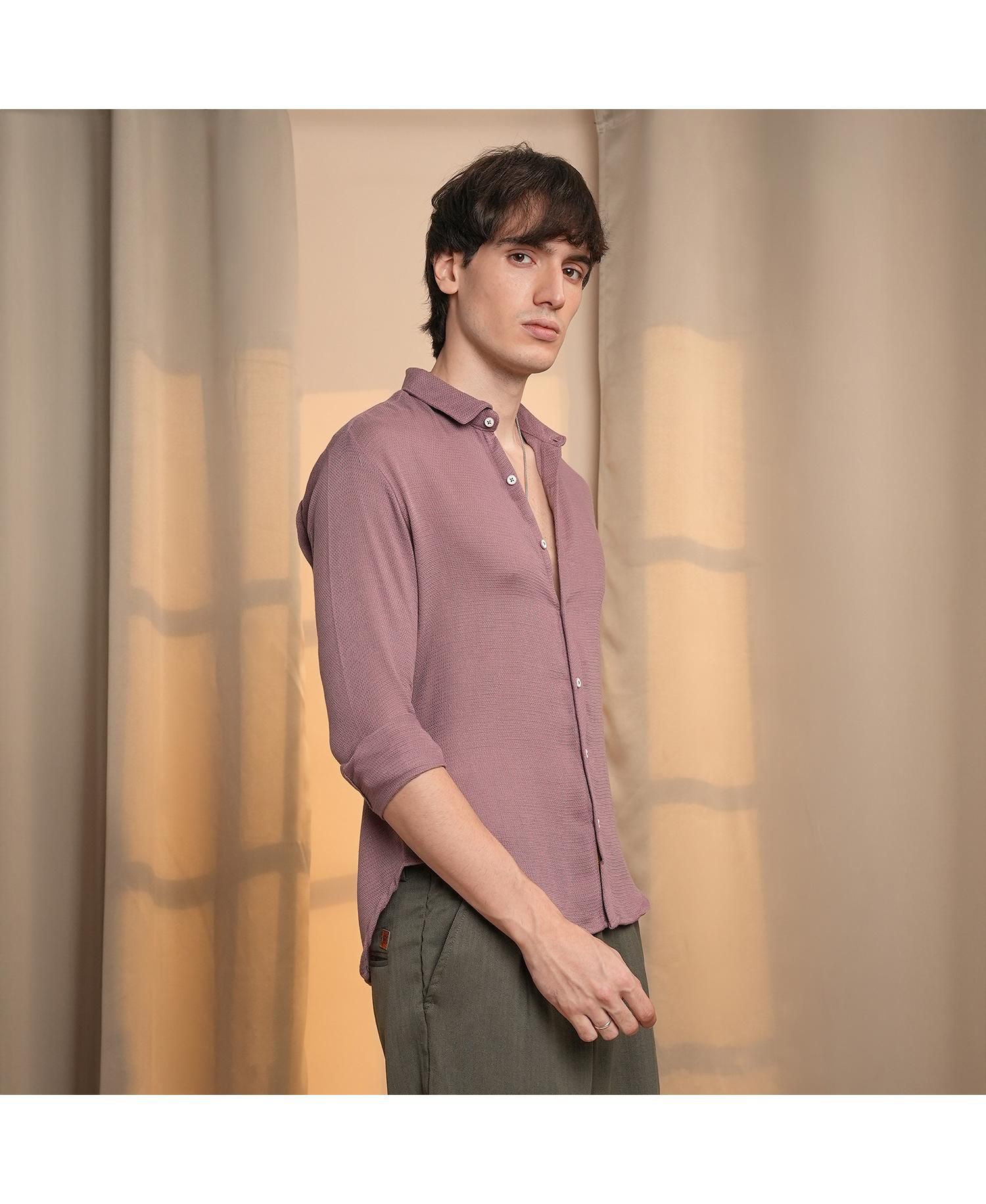 Men's Nude Pink Woven-Textured Shirt