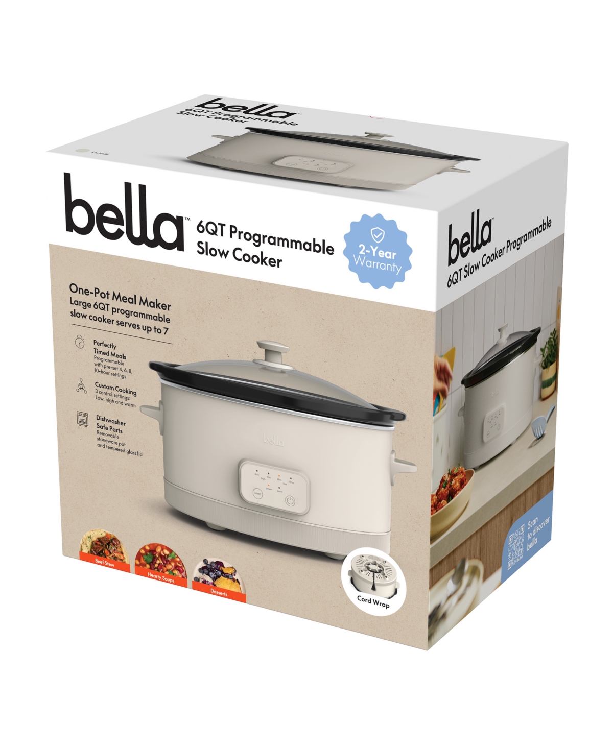 BELLA 6-QT. PROGRAMMABLE SLOW COOKER 