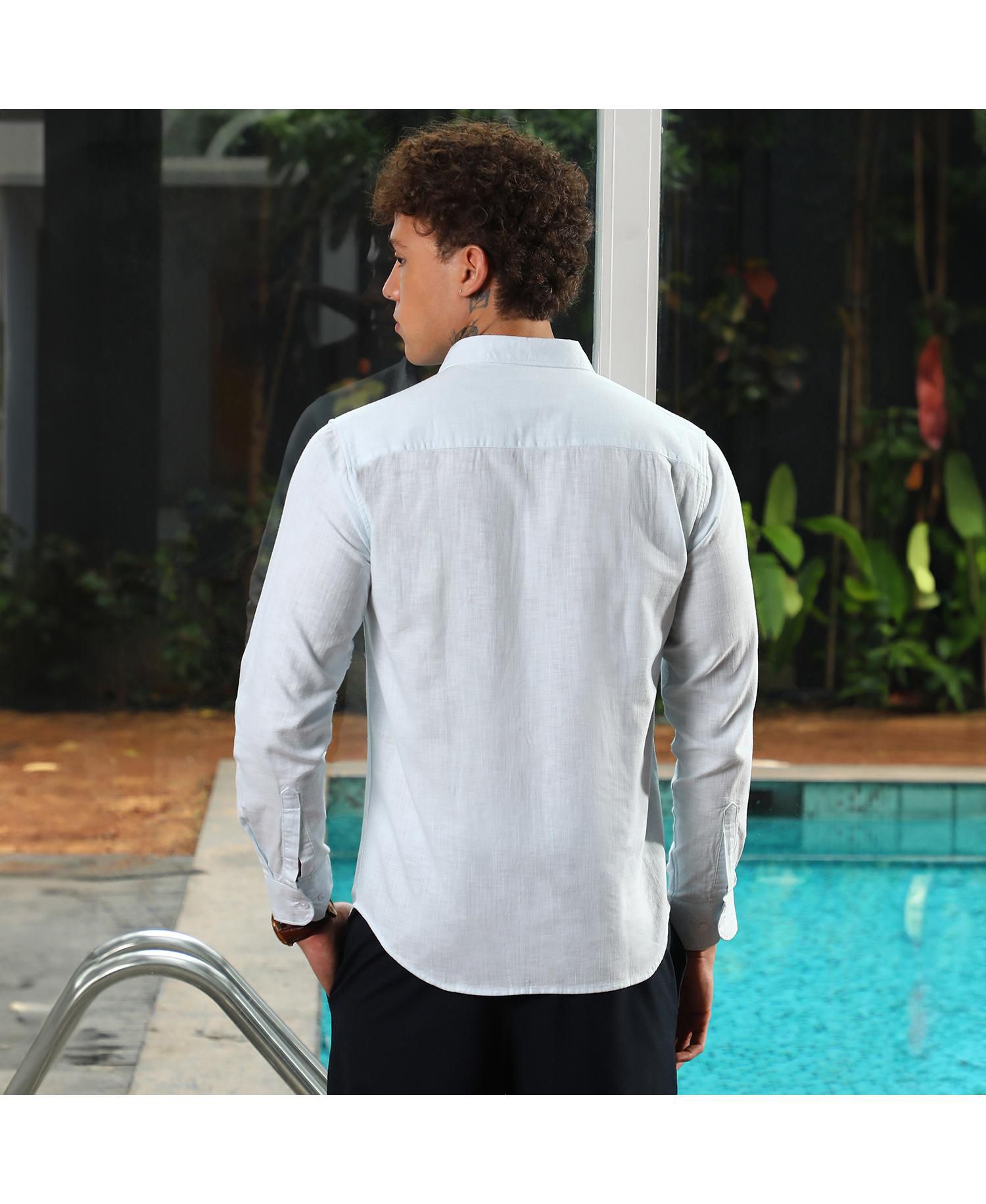 Men's Baby Blue Solid Utility Shirt