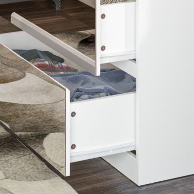 Wardrobe Closet with All Mirror, Armoire with 2 Doors, 2 Drawers & Hanging Rod, For Bedroom