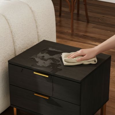 Bedside table with 2 Drawers, Nightstand with Metal Feet