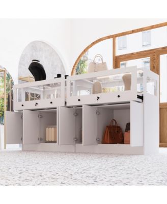  Storage/Display Cabinet with Glass Top , Bedroom Dresser Armoire Island