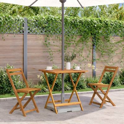 Folding Patio Table 27.6"x27.6"x29.5" Solid Acacia Wood