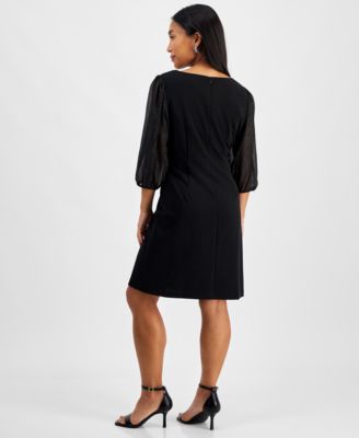 black 3/4 sleeve shift dress Joseph Ribkoff Zip High Neck 3/4 Sleeve Shift Dress 244045  AfterRetail