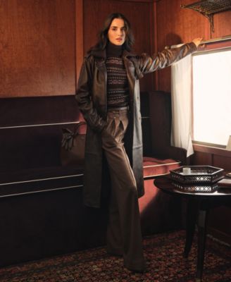 Lauren Ralph Lauren Women's Belted Burnished Lambskin Trench