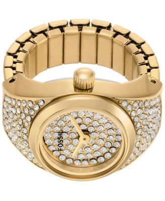Women's Watch Ring Three-Hand Gold-Tone Stainless Steel Watch, 15mm