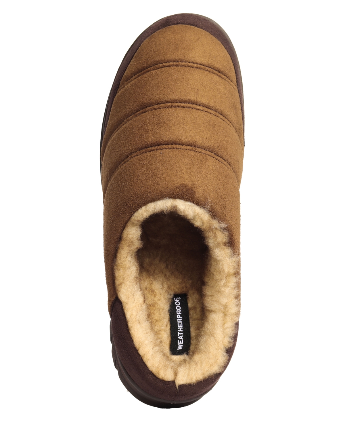 Weatherproof Men's Microsuede Puffer Clog with Tipped Shearling Faux Fur Lining Indoor-Outdoor Sole Shoe
