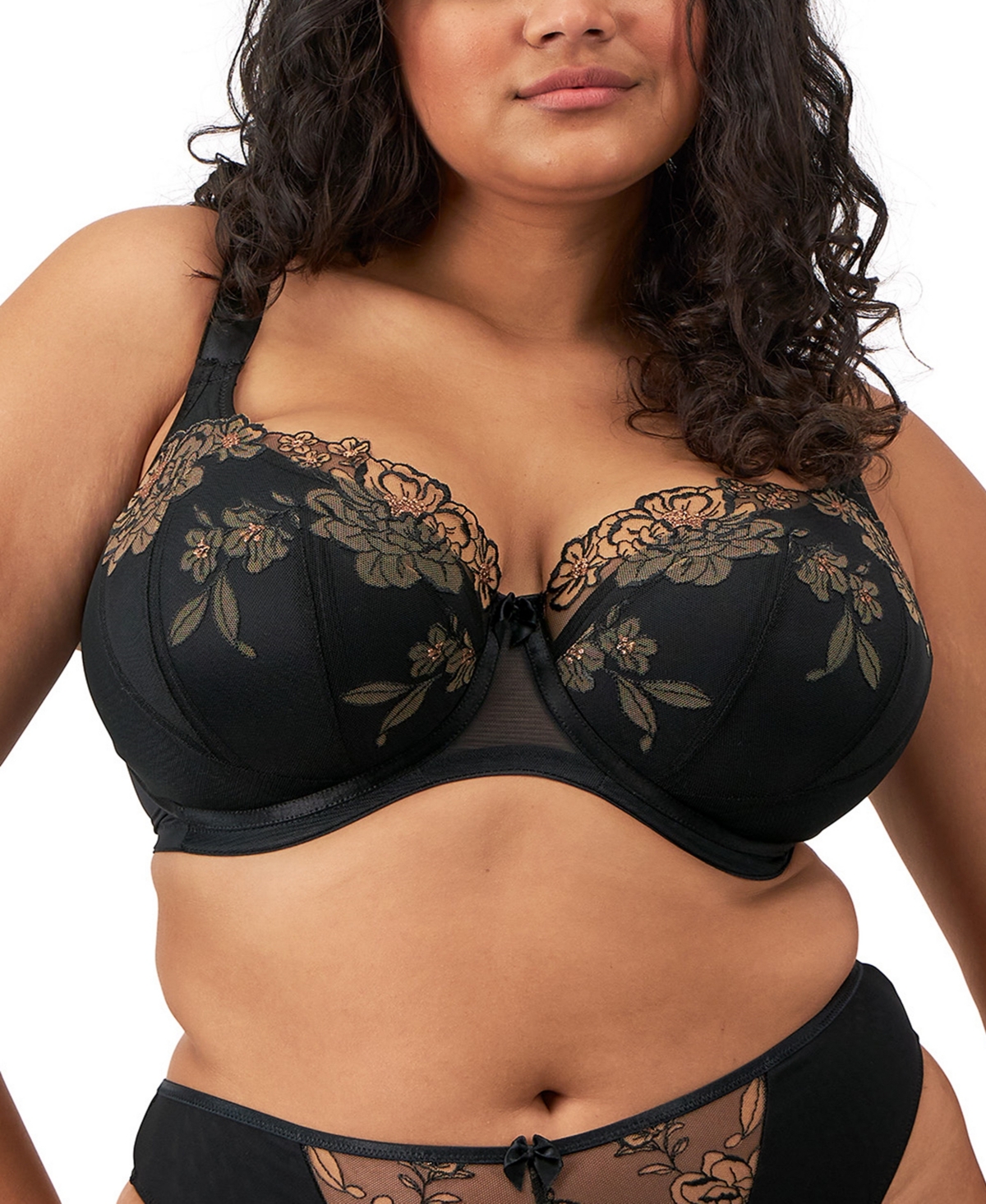 Women's Teagan Underwire Padded Half Cup Bra - Black Almond