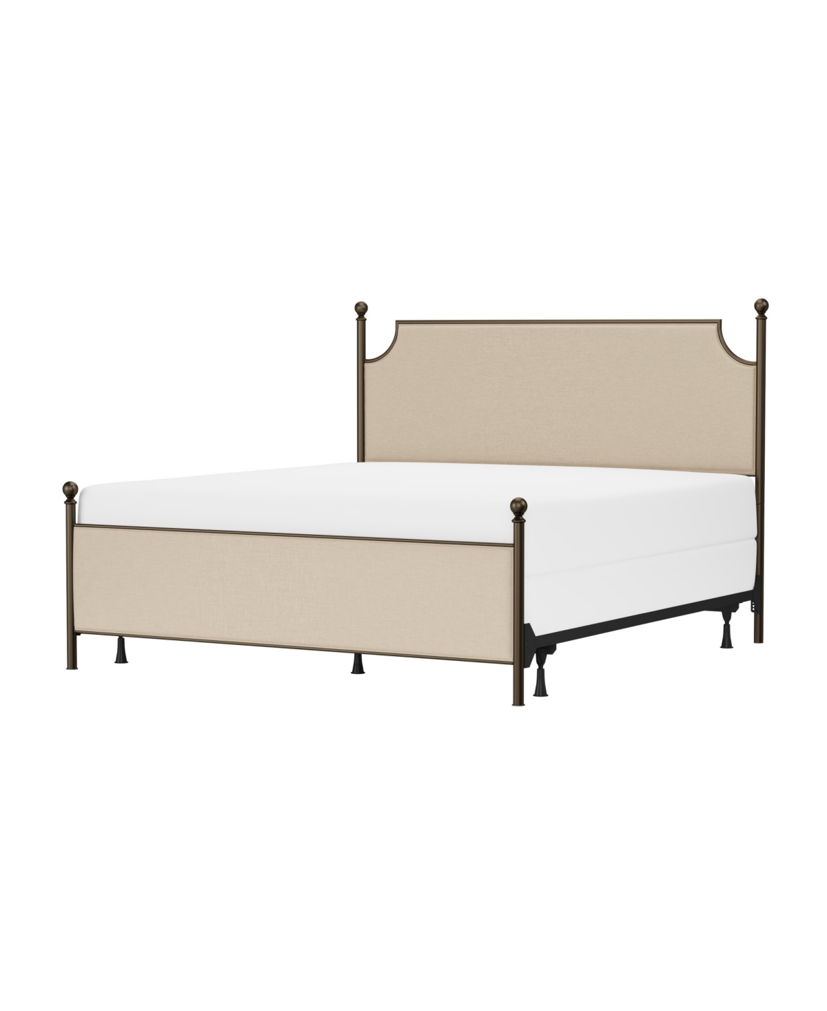Hillsdale 52" Metal Mcarthur King Upholstered Headboard And Footboard In Bronze,stone