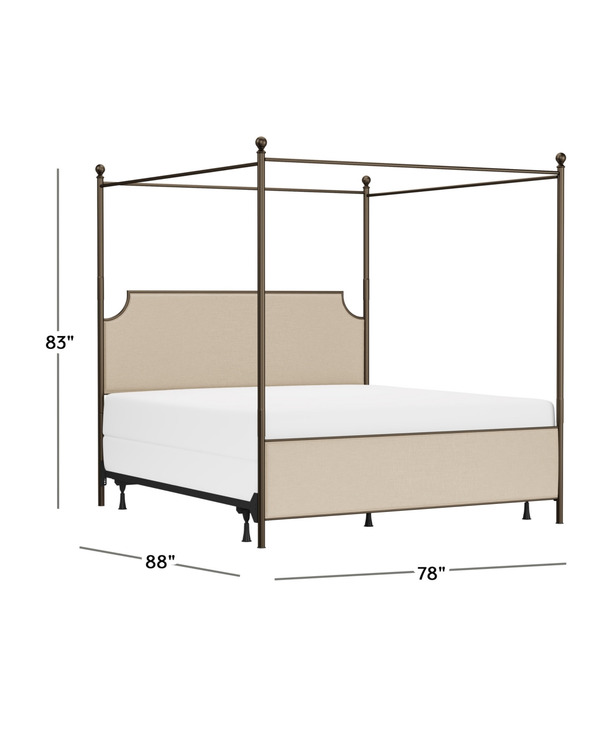 Hillsdale 52" Metal Mcarthur King Canopy Bed In Bronze,stone