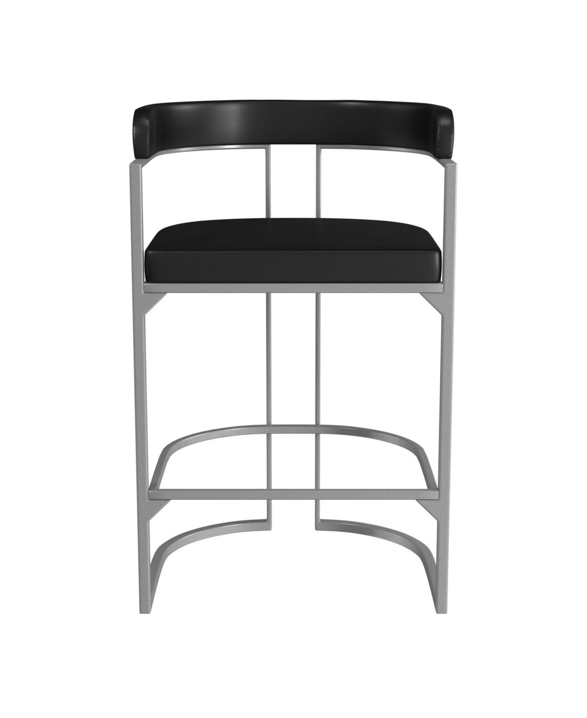 Hillsdale 34.5" Metal And Upholstered Cannonwood Half Moon Shape Height Stool In Silver