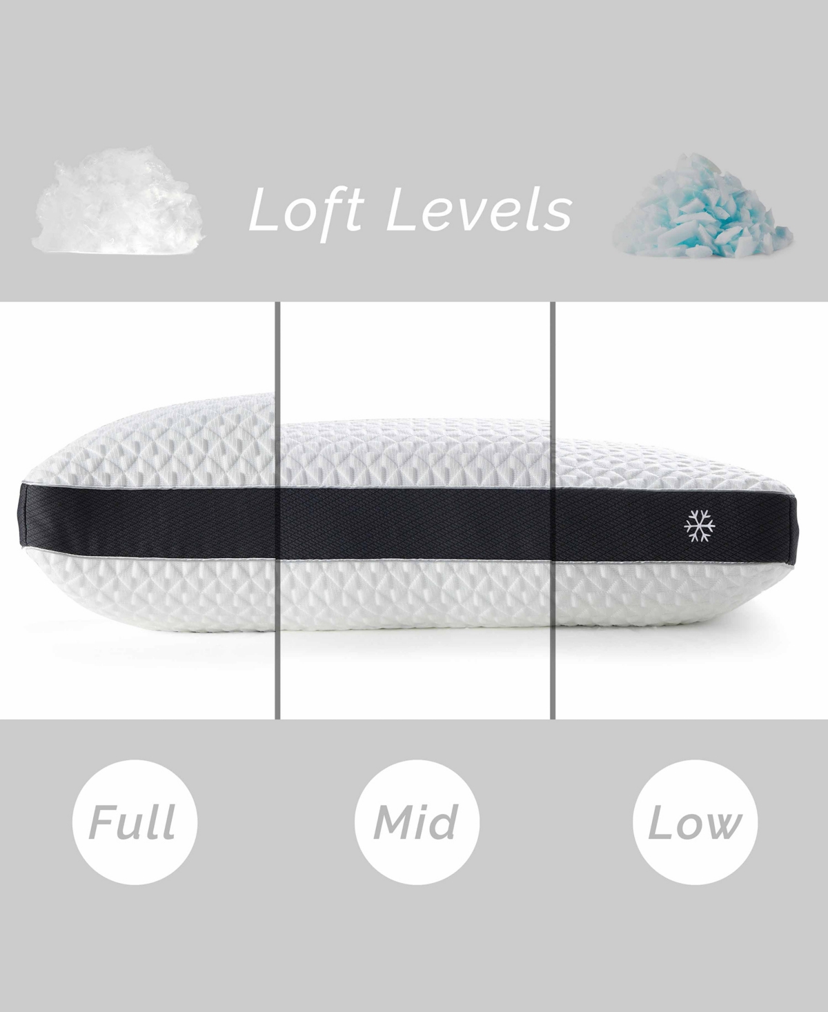 Nestl Cool Choice Customizable Memory Foam Blend Cooling Side Sleeper Pillow, King In White