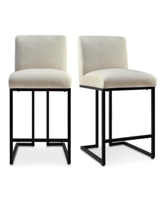 Set of 2 Fabric Counter Height Stools, 25" Seat Height Armless Upholstered Chairs for Kitchen Island-Maison Boucle