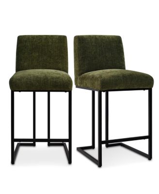 Set of 2 Fabric Counter Height Stools, 25" Seat Height Armless Upholstered Chairs for Kitchen Island-Maison Boucle