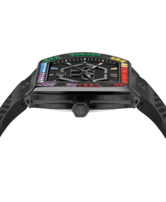 Men's Hexagon Phantom Black Silicone Strap Watch 44x56mm