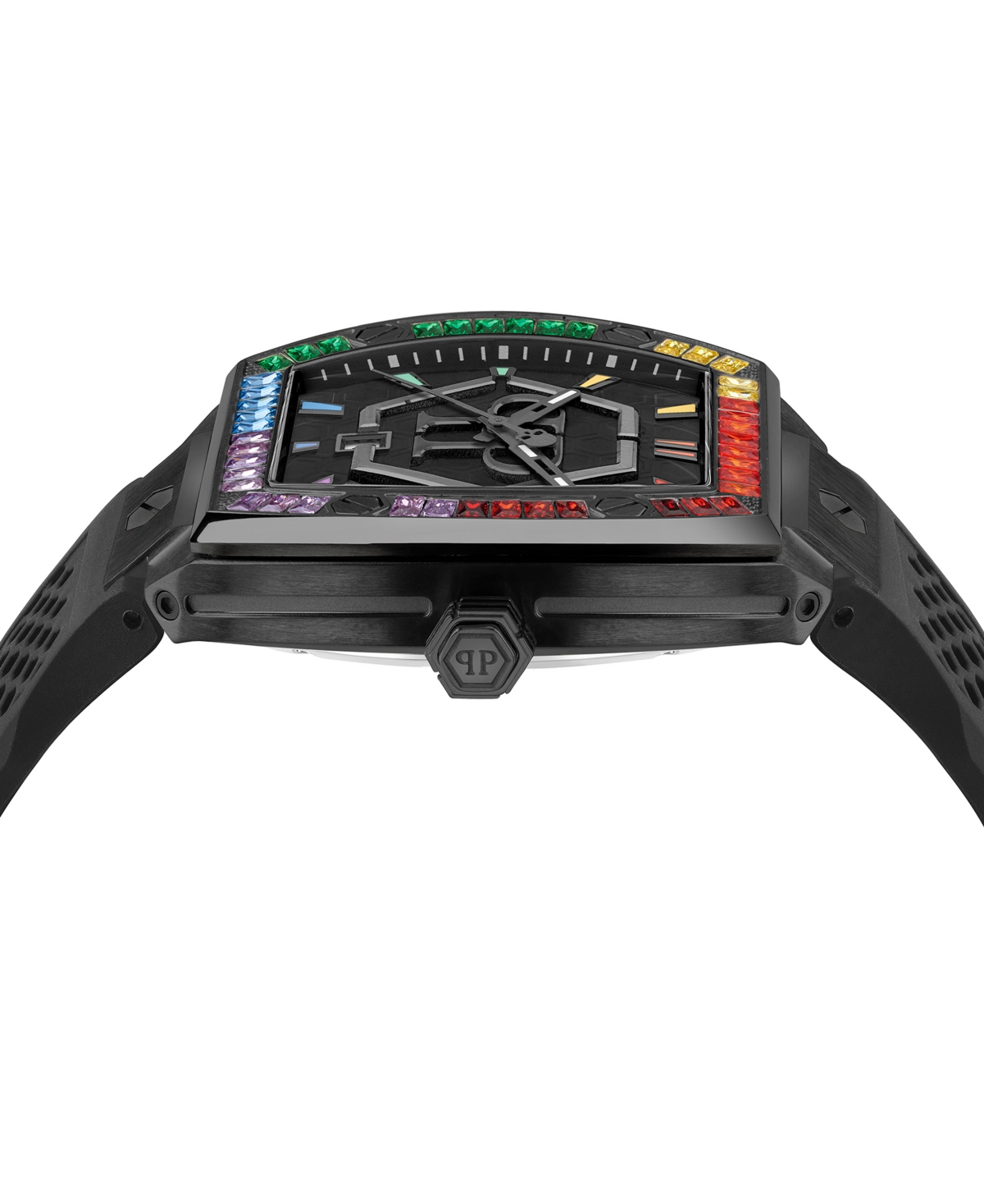 Philipp Plein The Hexagon Phantom Silicone Watch In Black