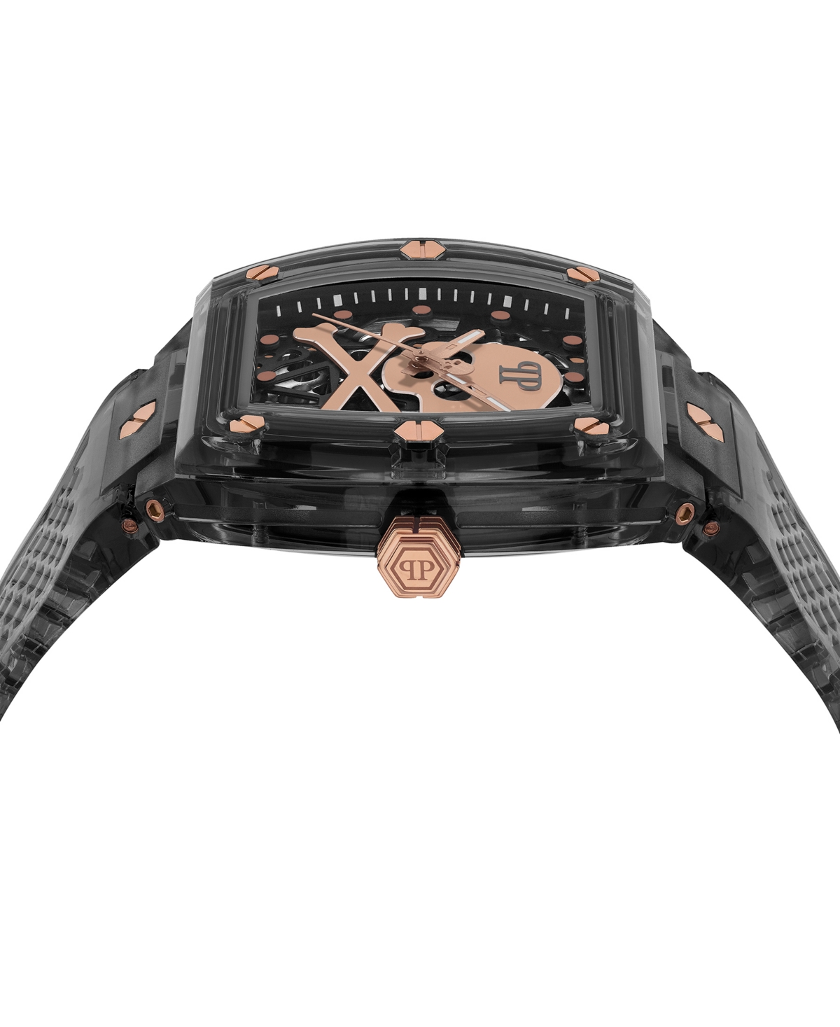 Philipp Plein Men's Automatic Skeleton Gray Tpu Strap Watch 44x56mm
