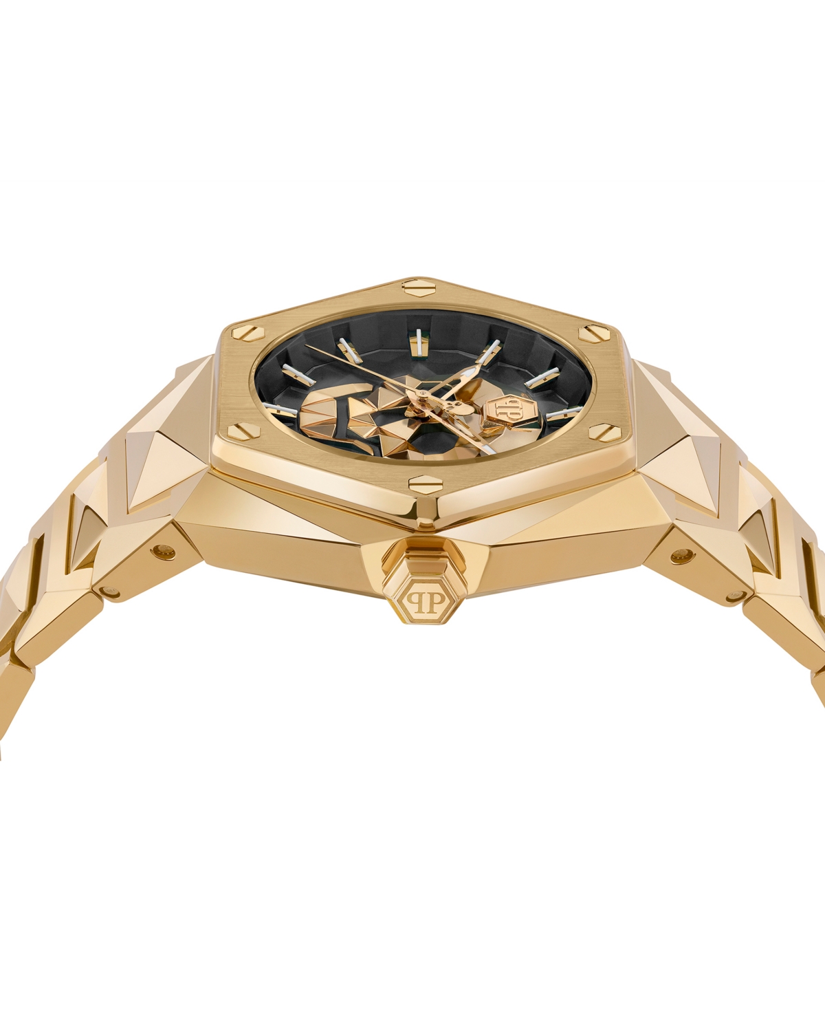 Philipp Plein Women's Skull Spikes Gold Ion Plated Stainless Steel Bracelet Watch 40mm In Gold