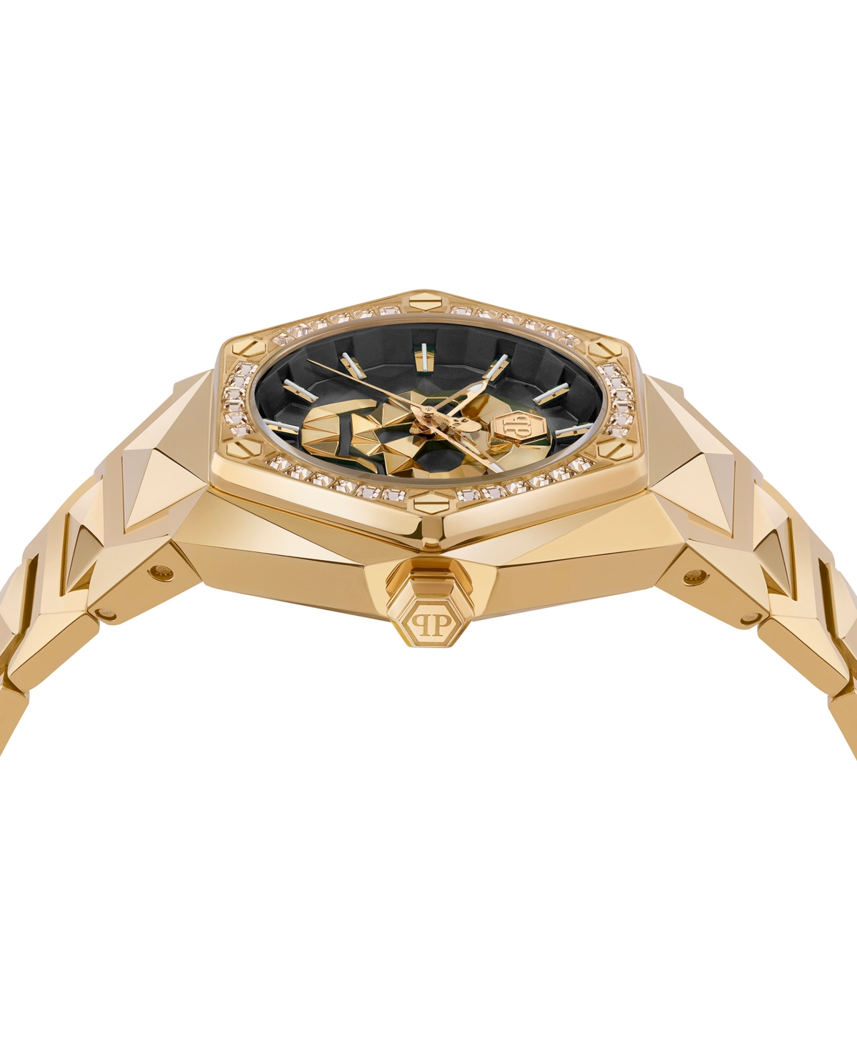 Philipp Plein Men's The Skull Spikes Gold Ion Plated Stainless Steel Bracelet Watch 45mm In Gold