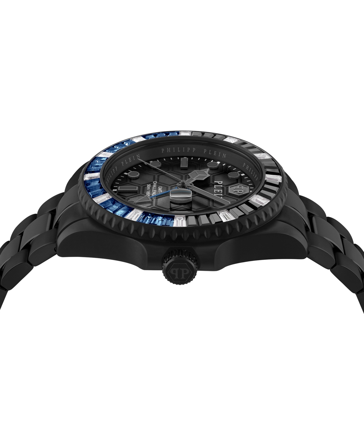 Philipp Plein Men's Gmt Black Ion-plated Stainless Steel Bracelet Watch 44mm In Black