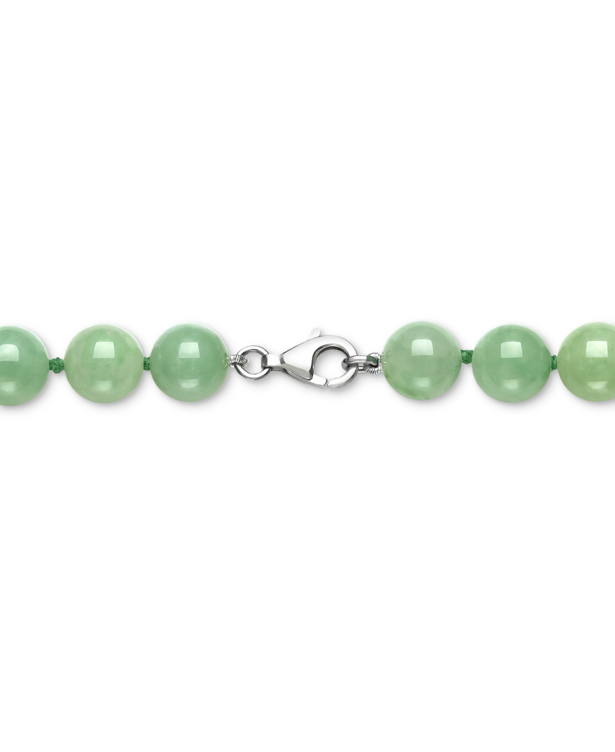 MACY'S DYED GREEN JADE KNOTTED BEAD ALL-AROUND 18" COLLAR NECKLACE 