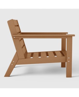 Outdoor Modern HDPE Patio Teak Club Chair with Deep Seat Cushions