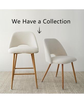 26 Inch Boucle Counter Stool Set Of 2 with Metal Legs