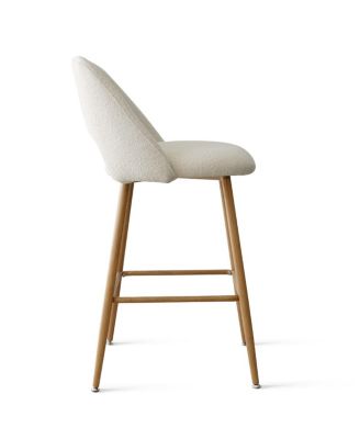 26 Inch Boucle Counter Stool Set Of 2 with Metal Legs