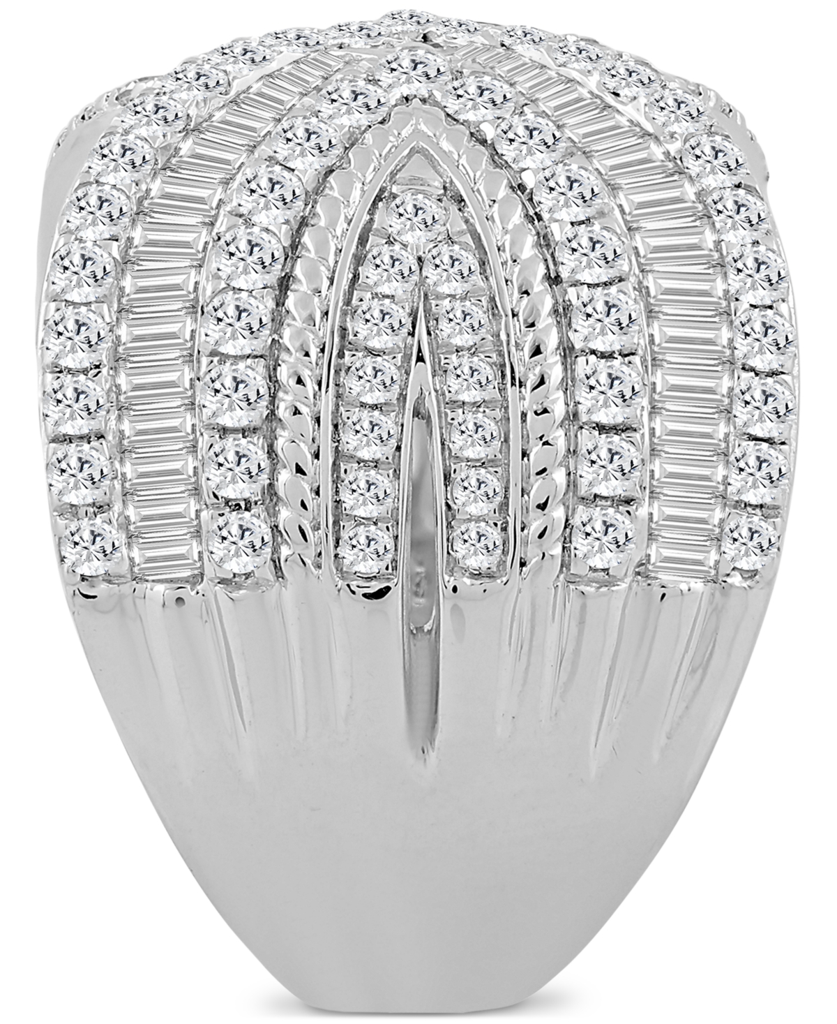Macy's Diamond Round & Baguette Statement Ring (2 Ct. T.w.) In 14k White Gold In White Gold