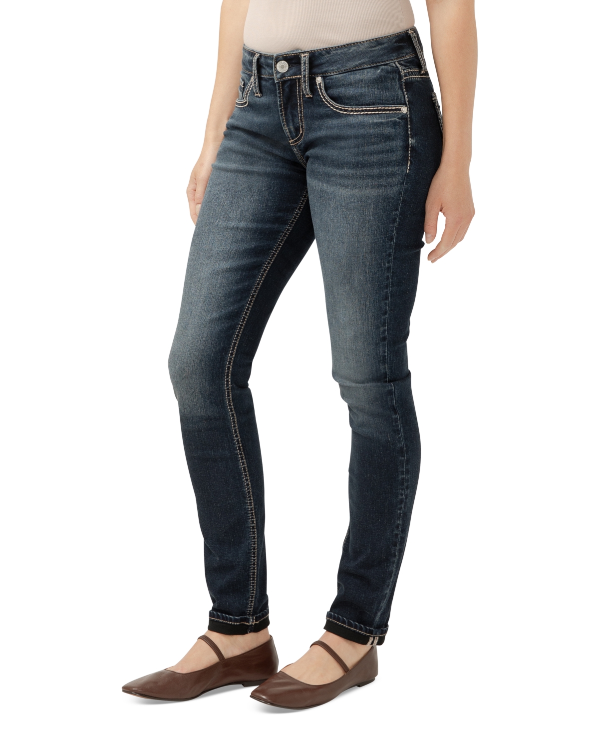 Silver Jeans Co. Women's Girlfriend Mid Rise Skinny-Leg Jeans
