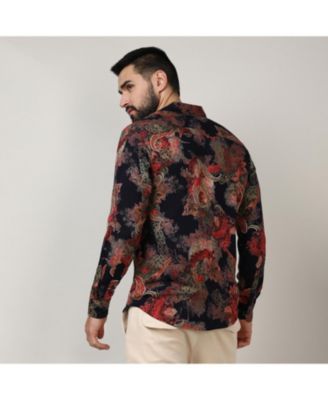 Men's Crimson Red & Midnight Black Paisley Flora Shirt
