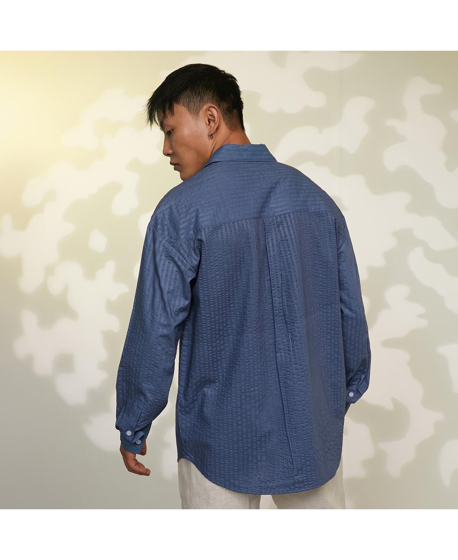 Men's Lapis Blue Candy-Textured Shirt