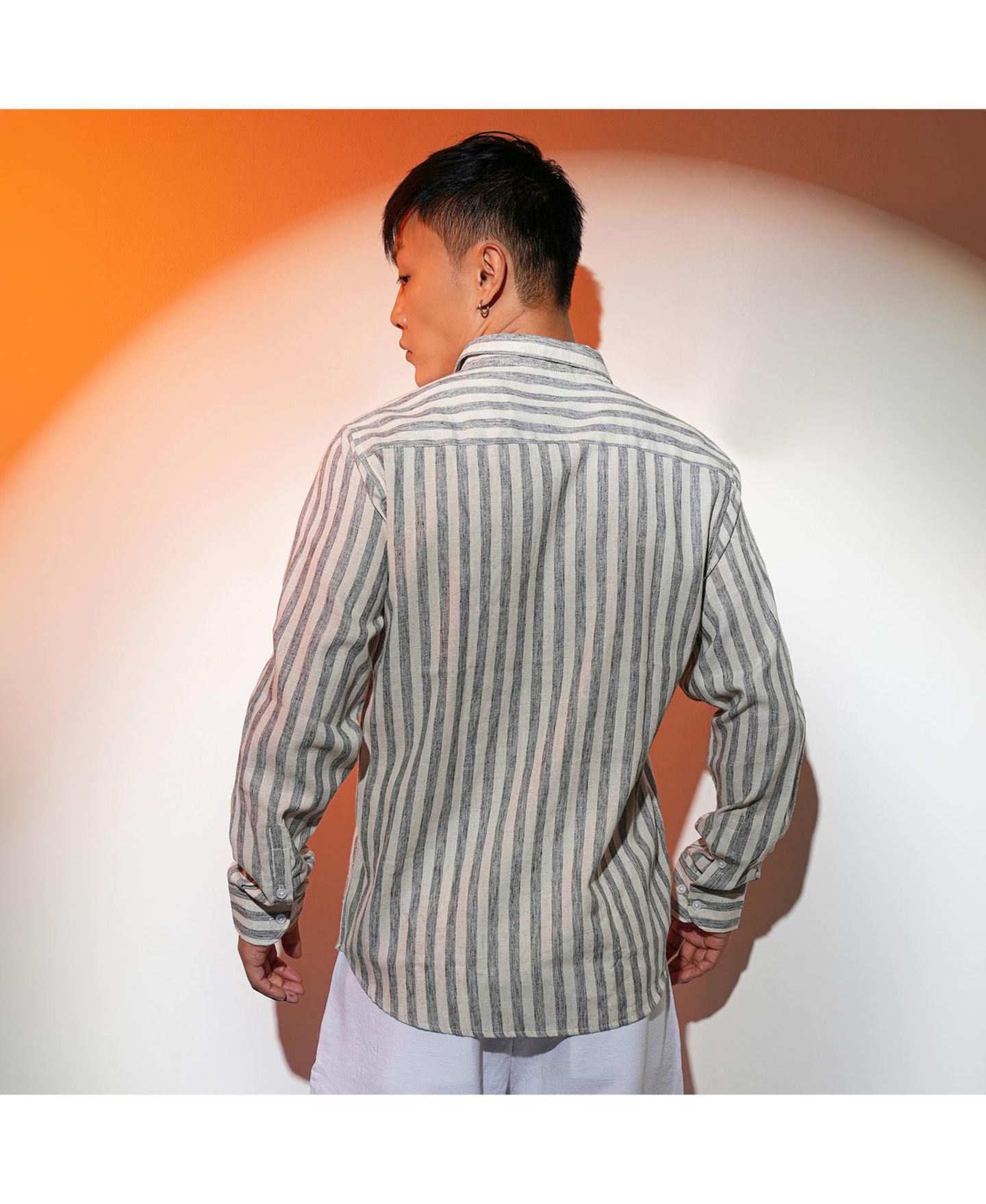 Мужская рубашка Cahoot Campus Sutra Charcoal Grey Heathered-Stripe, цвет: Серый — фото 3