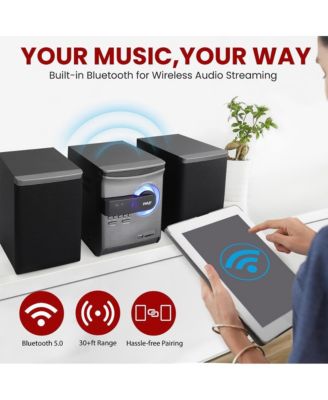 Home Stereo Shelf System With Bluetooth, CD Player, FM Radio, USB/SD Playback, 30 Watt